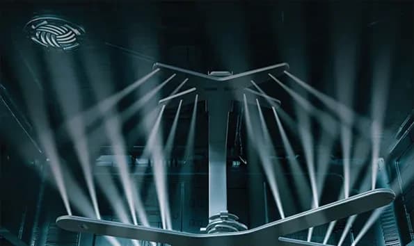 The three spray levels of the DWBB7 seen from inside