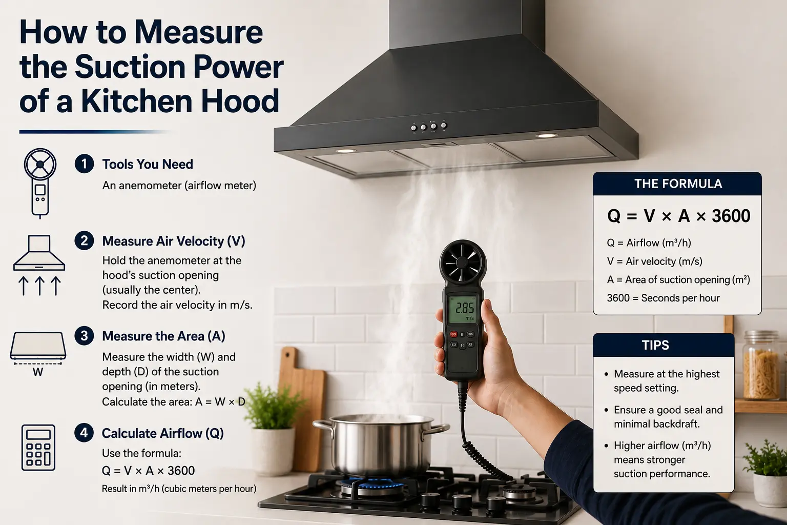 How to Measure the Suction Power of a Kitchen Hood