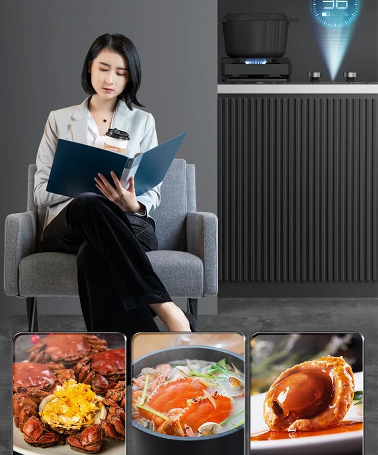 Someone reading while the C822G times a braise