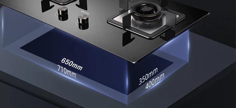 The C823G above its cut-out, the compatible range marked