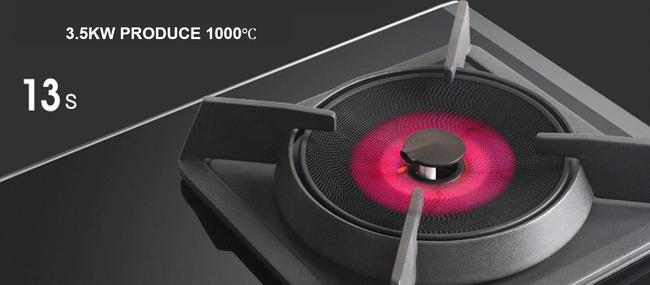 The M822G micro-flame plate glowing red