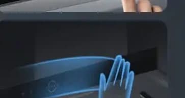 A hand held under the V937 panel