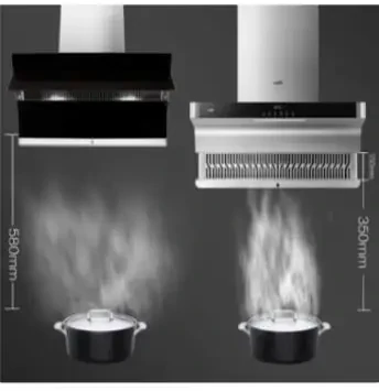 A T-type hood at 580mm beside the V993 at 350mm above the same pot