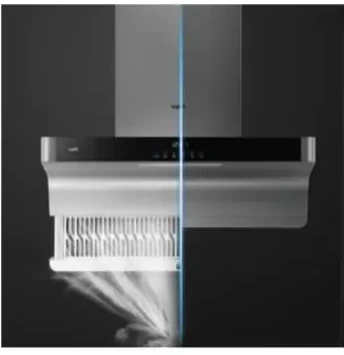 Cutaway of the V993 filter panel with the air path drawn through it