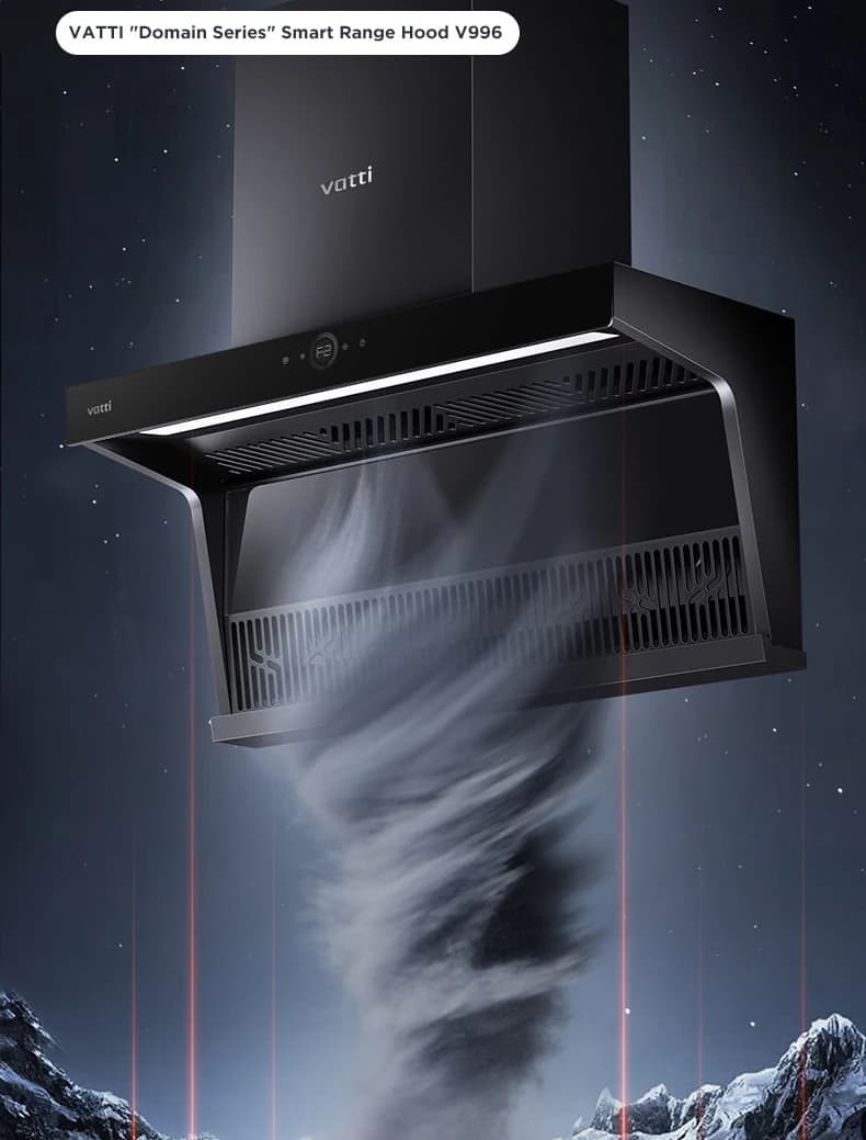 The V996 drawing a column of smoke down into its inlet
