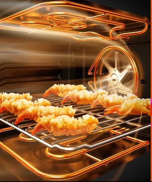 Prawns crisping on the VA06 air-fry rack
