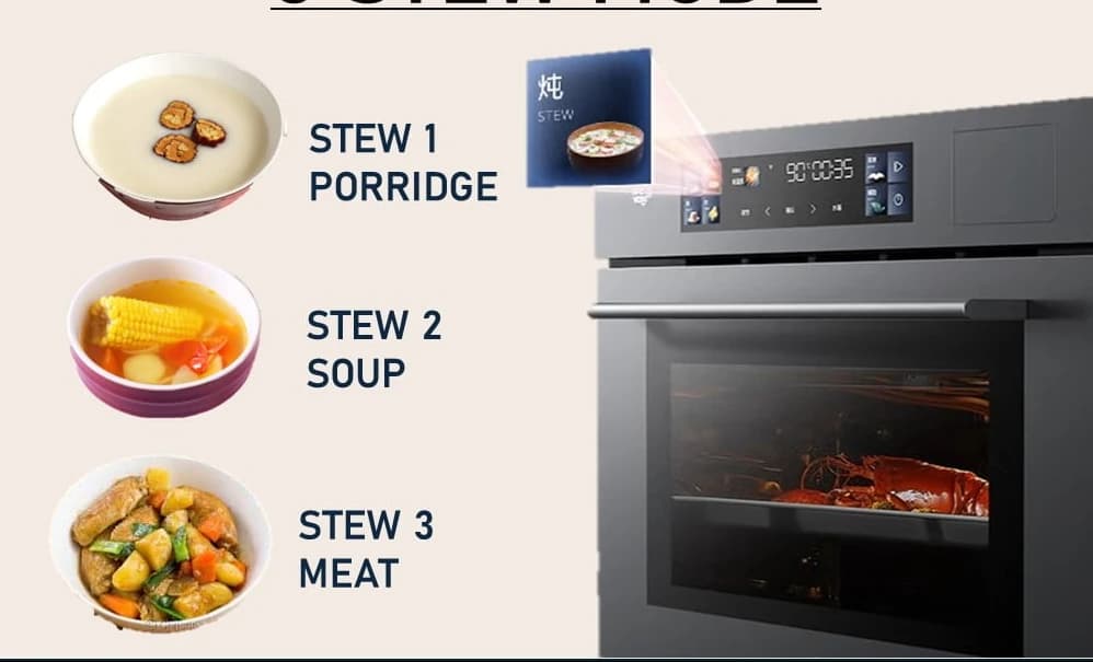 Porridge, soup and a meat stew, each under its stew-mode label
