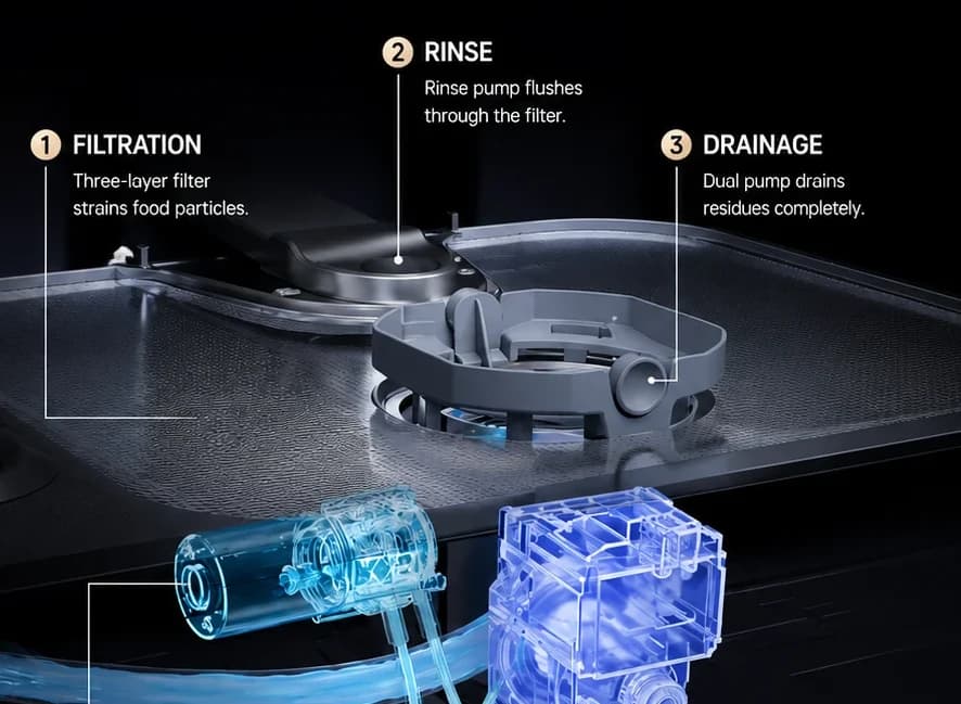 The DWID3 sump and its two pumps, each stage numbered